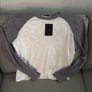 ATM Anthony Thomas Melillo Gray and White Long Sleeve Tee
